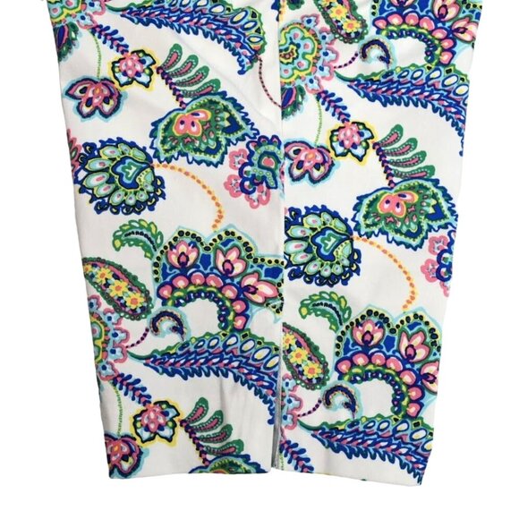 Talbots Perfect Skimmer Pants Womens 14P Multicolor Paisley Cotton Pedal Pushers - Picture 4 of 8